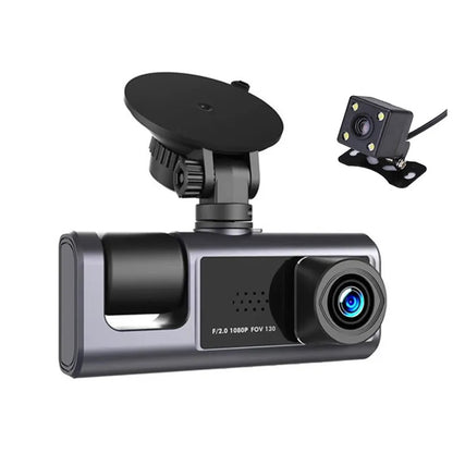 Camera auto tripla de bord Full HD 1080P, 3 Lentile, IPS Display 2", Inregistrare Dubla, Loop Recording, G-sensor