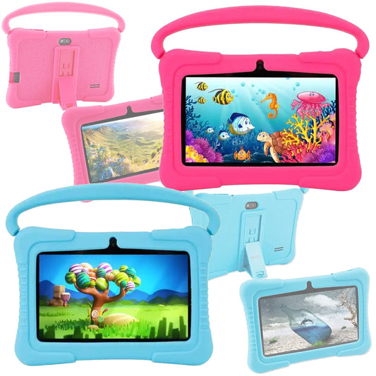 Tableta pentru copii de 7 inch Android WiFi cu Protectie anti shock, Camera dubla, jocuri, desene, aplicatii, Educativ, model cu maner