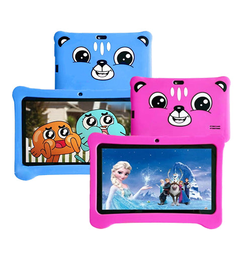 Tableta pentru copii de 7 inch Android WiFi cu Protectie anti shock, Camera dubla, jocuri, desene, aplicatii, Educativ, model Ursulet